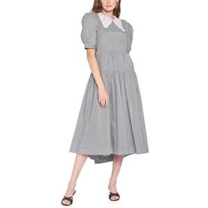 En Saison - TERYLL STRIPE COTTON MIDI DRESS - BLACK - Medium - NWT